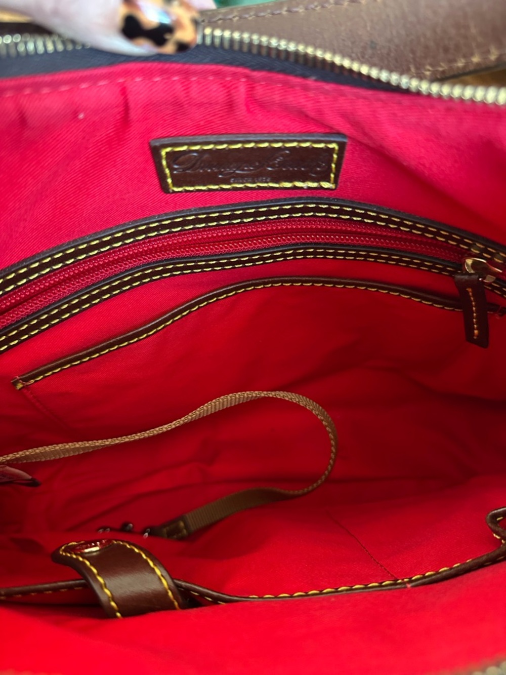 Dooney & Bourke Pebbled Leather Shoulder Bag Brown Tan Hobo Lock Logo Purse $398 - Picture 7 of 9